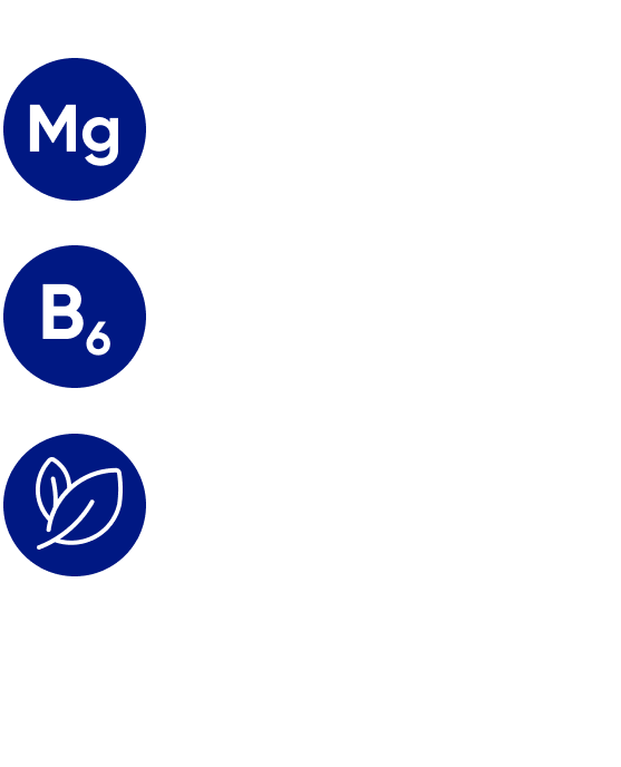 Suplement zawiera magnez, witaminę B6 i ekstrakt z korzenia ashwagandhy