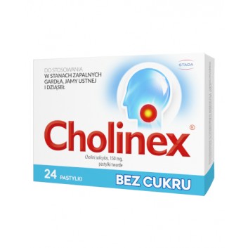 CHOLINEX Bez cukru, 24 pastylki do ssania