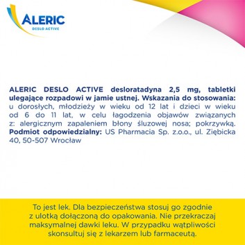 ALERIC DESLO ACTIVE 2,5 mg, 10 tabl. Pomoc w alergii. - obrazek 8