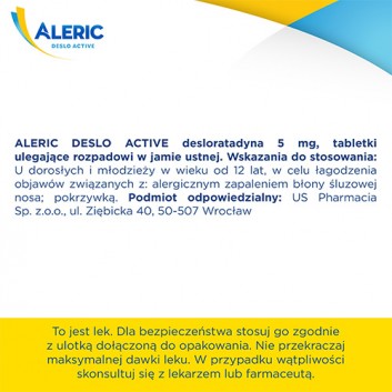 ALERIC DESLO ACTIVE 5mg, 10 tabl. preparat przeciwalergiczny, cena, opinie, właściwości  - obrazek 8