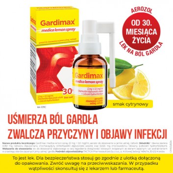 GARDIMAX MEDICA LEMON SPRAY Aerozol do stosowania w jamie ustnej  - 30 ml - obrazek 2