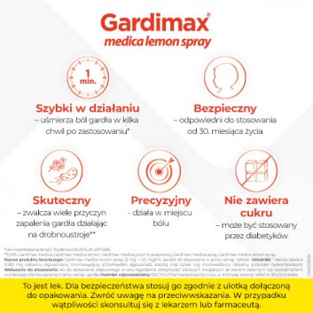 GARDIMAX MEDICA LEMON SPRAY Aerozol do stosowania w jamie ustnej  - 30 ml - obrazek 3