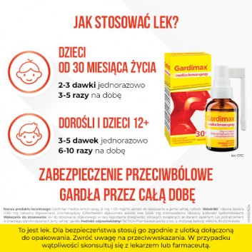 GARDIMAX MEDICA LEMON SPRAY Aerozol do stosowania w jamie ustnej  - 30 ml - obrazek 5