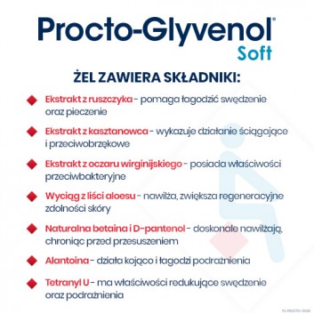 PROCTO-GLYVENOL SOFT Żel do higieny intymnej z ruszczykiem dla osób z hemoroidami - 180 ml - obrazek 4