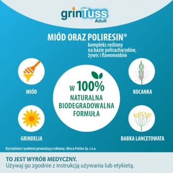 ABOCA Grintuss Adult Syrop - 128 g. Na suchy i mokry kaszel u dzieci od 12. r. ż. i dorosłych. - obrazek 3