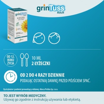 ABOCA Grintuss Adult Syrop - 128 g. Na suchy i mokry kaszel u dzieci od 12. r. ż. i dorosłych. - obrazek 6