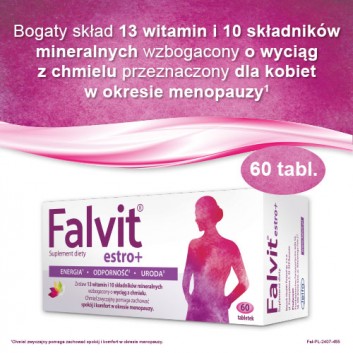 FALVIT Estro+ - 60 tabl. - uspakaja i łagodzi objawy menopauzy - cena, opinie, dawkowanie - obrazek 2