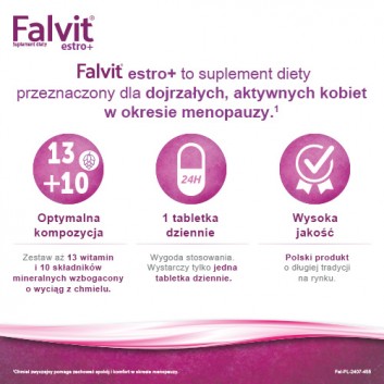 FALVIT Estro+ - 60 tabl. - uspakaja i łagodzi objawy menopauzy - cena, opinie, dawkowanie - obrazek 4