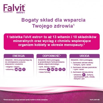 FALVIT Estro+ - 60 tabl. - uspakaja i łagodzi objawy menopauzy - cena, opinie, dawkowanie - obrazek 5