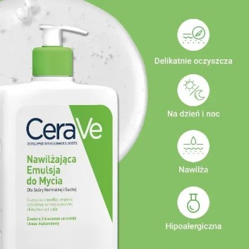 CeraVe, nawilżająca emulsja do mycia dla skóry normalnej i suchej, 236 ml - obrazek 3