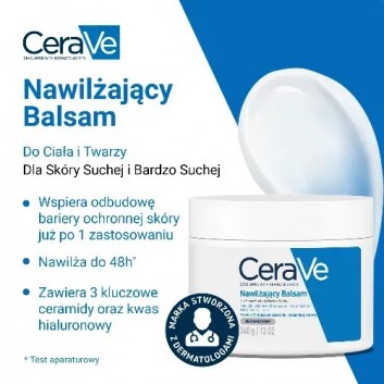 CeraVe, nawilżający balsam z ceramidami do skóry suchej i bardzo suchej, 340 g - obrazek 2