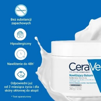 CeraVe, nawilżający balsam z ceramidami do skóry suchej i bardzo suchej, 340 g - obrazek 3