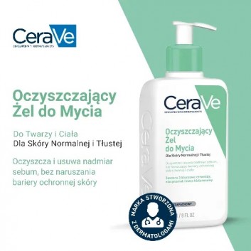 CeraVe, oczyszczający żel do mycia z ceramidami dla skóry normalnej i tłustej, 236 ml - obrazek 2