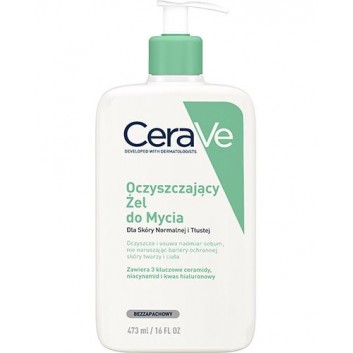 CeraVe, oczyszczający żel do mycia z ceramidami dla skóry normalnej i tłustej, 473 ml