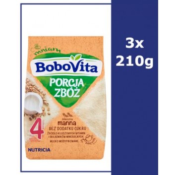 BOBOVITA PORCJA ZBÓŻ Manna kaszka mleczna po 4 m-cu - 3 x 210 g