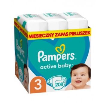 Pampers Pieluchy Active Baby rozmiar 3, 208 sztuk pieluszek - cena, opinie, wskazania