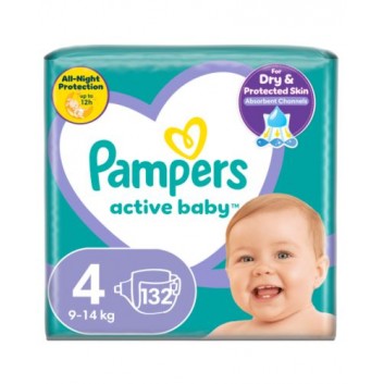 Pampers Pieluchy Active Baby rozmiar 4, 132 sztuki pieluszek - cena, opinie, właściwości