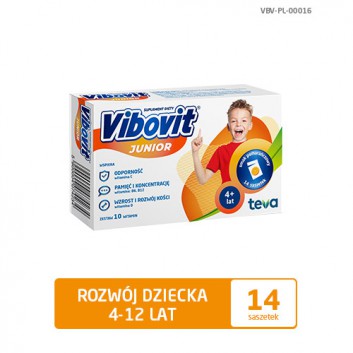 VIBOVIT JUNIOR Pomarańczowy - 14 sasz. Witaminy dla dzieci od 4 do 12 lat.