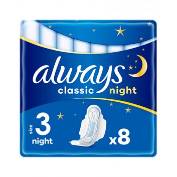 ALWAYS CLASSIC Podpaski ze skrzydełkami Night, 8 sztuk