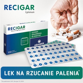 Recigar 1,5 mg, 100 tabletek, pomaga rzucić palenie i uzależnienie od nikotyny - obrazek 2