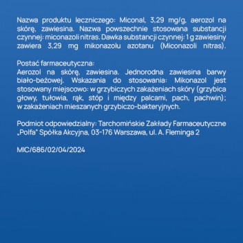 MICONAL Aerozol na skórę 3,29 mg/g - 39,5 ml - grzybicze zakażenia skóry - cena, opinie, wskazania - obrazek 5