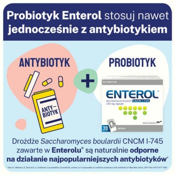 ENTEROL 250 mg - 20 kaps. - preparat przeciw biegunce - cena, opinie, wskazania - obrazek 2