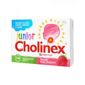 CHOLINEX JUNIOR Smak Malinowy, 16 pastylek do ssania