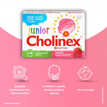 CHOLINEX JUNIOR Smak Malinowy, 16 pastylek do ssania - obrazek 2