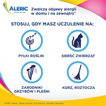 ALERIC DESLO ACTIVE Roztwór doustny 0.5 g/ml - 60 ml. Walka z alergią bez uczucia senności. - obrazek 3