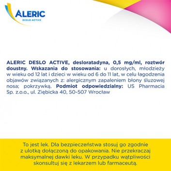 ALERIC DESLO ACTIVE Roztwór doustny 0.5 g/ml - 60 ml. Walka z alergią bez uczucia senności. - obrazek 6