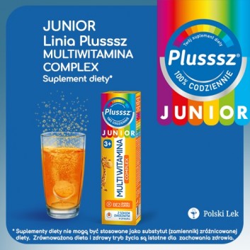 Plusssz Junior Multiwitamina Complex Tabletki musujące o smaku tropikalnym - 20 tabl. mus. - cena, opinie, właściwości - obrazek 2