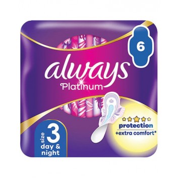 Always Platinum Night 3  Podpaski ze skrzydełkami, 6 sztuk