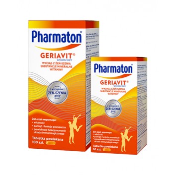 Zestaw Pharmaton Geriavit - 100 tabl. + Pharmaton Geriavit - 30 tabl. - cena, opinie, dawkowanie