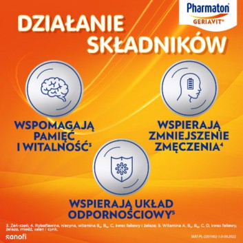 Zestaw Pharmaton Geriavit - 100 tabl. + Pharmaton Geriavit - 30 tabl. - cena, opinie, dawkowanie - obrazek 5