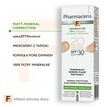 Pharmaceris F Mineralny dermo-fluid matujący Natural 20, 30 ml  - obrazek 3