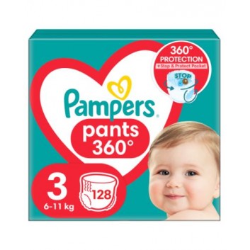 Pampers Pants Pieluchomajtki rozmiar 3, 6-11 kg, pieluszki, 128 sztuk