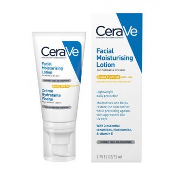 CeraVe, nawilżający krem do twarzy SPF 50, 52 ml