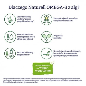 Naturell Omega-3 z alg, 90 kapsułek - obrazek 3