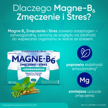 Magne-B6 Zmęczenie i stres, Magnez i ashwagandha, 2 x 30 tabletek - obrazek 4