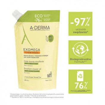 A-Derma Exomega Control Olejek emolient pod prysznic EKO uzupełnienie, 500 ml - obrazek 2