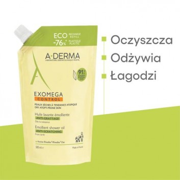 A-Derma Exomega Control Olejek emolient pod prysznic EKO uzupełnienie, 500 ml - obrazek 3