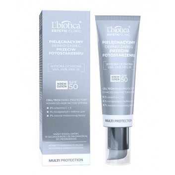 L'Biotica Estetic Clinic Meso Multiprotection Treatment Pielęgnacyjny Dermo-Zabieg Przeciw Fotostarzeniu SPF 50, 35 ml + L'Biotica Estetic Clinic Oxy Treatment Napinająco-Wygładzająca Dermo-Maska hydrożelowa, 1 sztuka