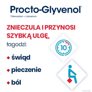 Procto-Glyvenol, 400 mg + 40 mg, czopki doodbytnicze, 10 sztuk - obrazek 4