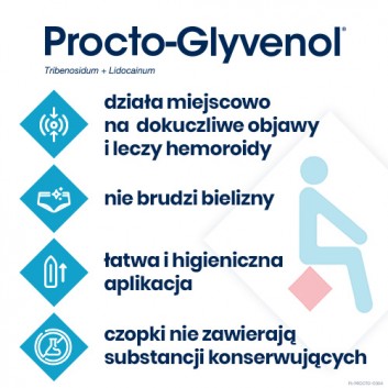 Procto-Glyvenol, 400 mg + 40 mg, czopki doodbytnicze, 10 sztuk - obrazek 7