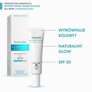 Dr Irena Eris CLINIC WAY Nawilżający krem BB SPF50 medium beige 20, 30 ml - obrazek 3