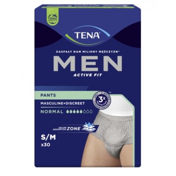 TENA Men Pants Normal Grey S/M 75-105 cm, bielizna chłonna, 30 sztuk