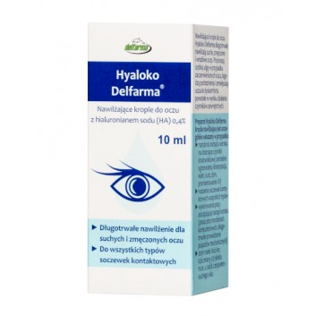 DELFARMA Hyaloko, Nawilżające krople do oczu z hialuronianem sodu 0,4%, 10 ml