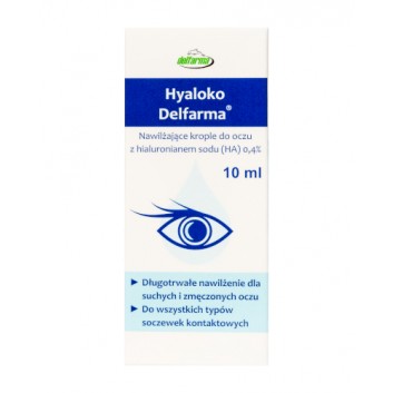 DELFARMA Hyaloko, Nawilżające krople do oczu z hialuronianem sodu 0,4%, 10 ml - obrazek 2