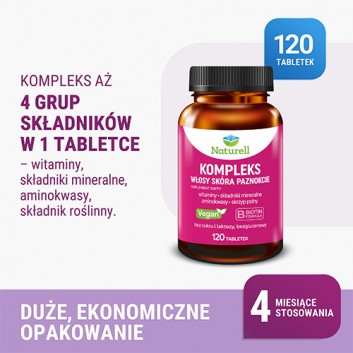 Naturell Kompleks Włosy Skóra Paznokcie, 120 tabletek - obrazek 4