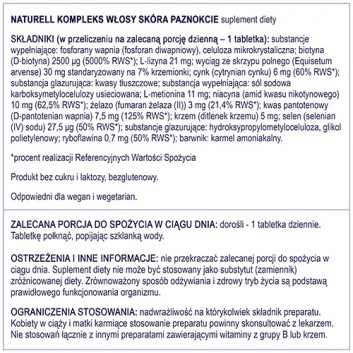 Naturell Kompleks Włosy Skóra Paznokcie, 120 tabletek - obrazek 8